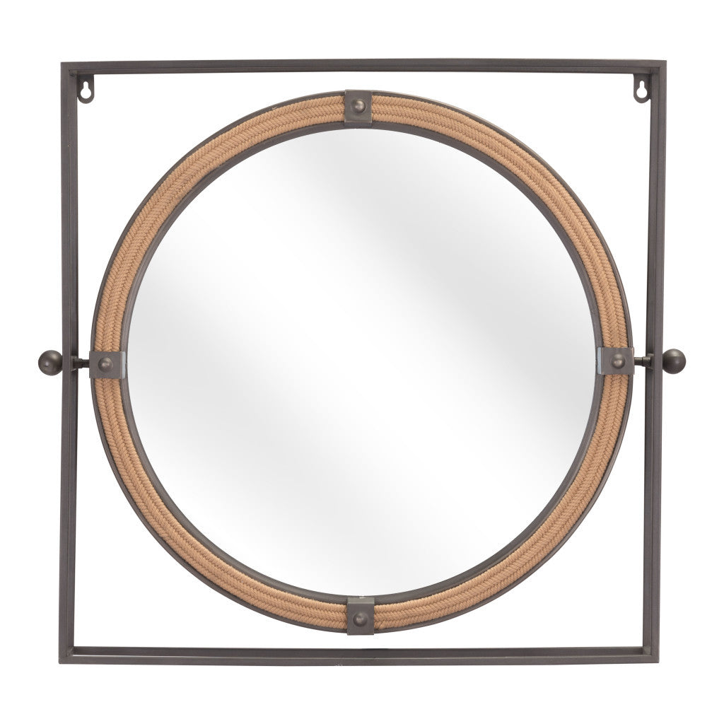 22" Gray Square Steel Framed Accent Mirror - GreatEagleInc
