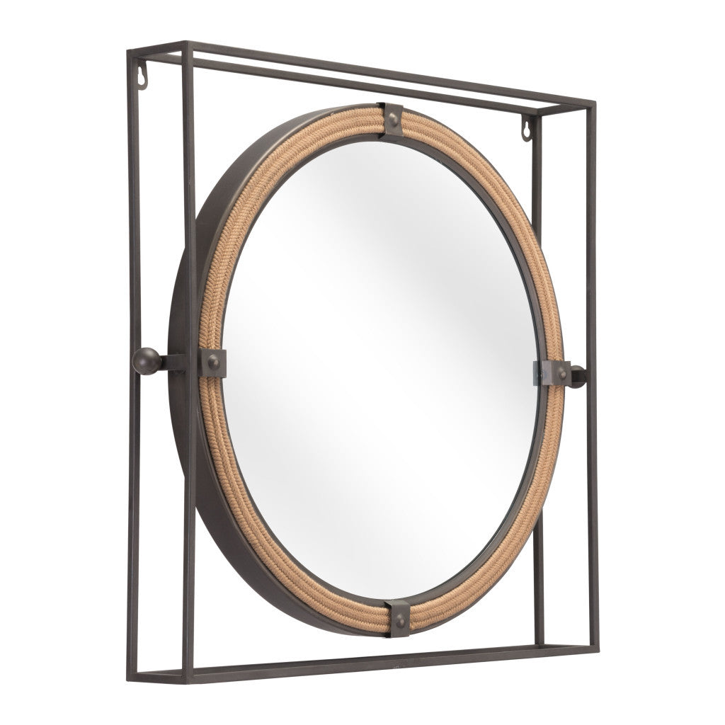 22" Gray Square Steel Framed Accent Mirror - GreatEagleInc