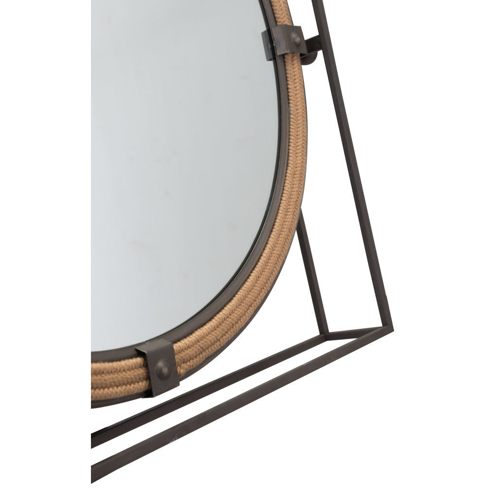 22" Gray Square Steel Framed Accent Mirror - GreatEagleInc