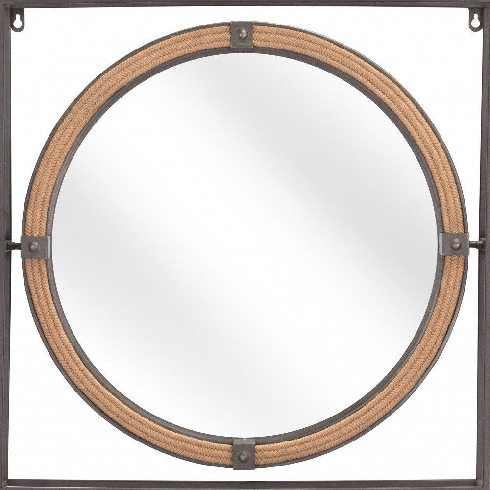 22" Gray Square Steel Framed Accent Mirror - GreatEagleInc