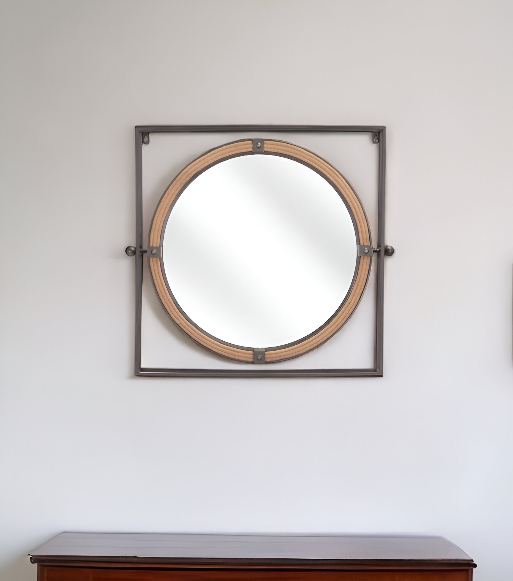 22" Gray Square Steel Framed Accent Mirror - GreatEagleInc
