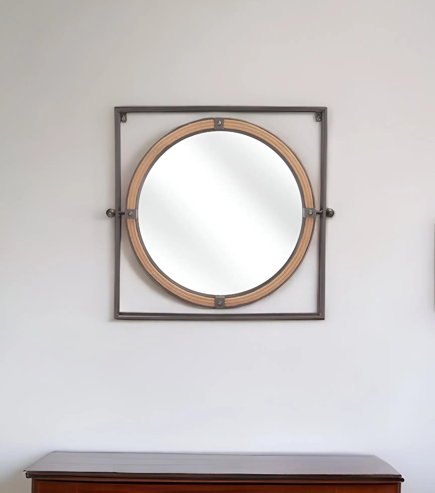 22" Gray Square Steel Framed Accent Mirror - GreatEagleInc