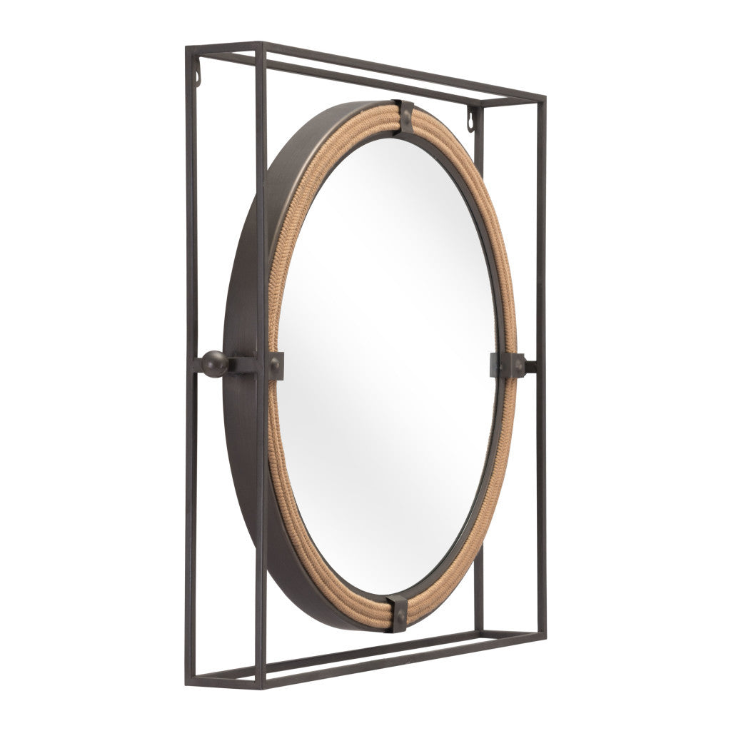 22" Gray Square Steel Framed Accent Mirror - GreatEagleInc
