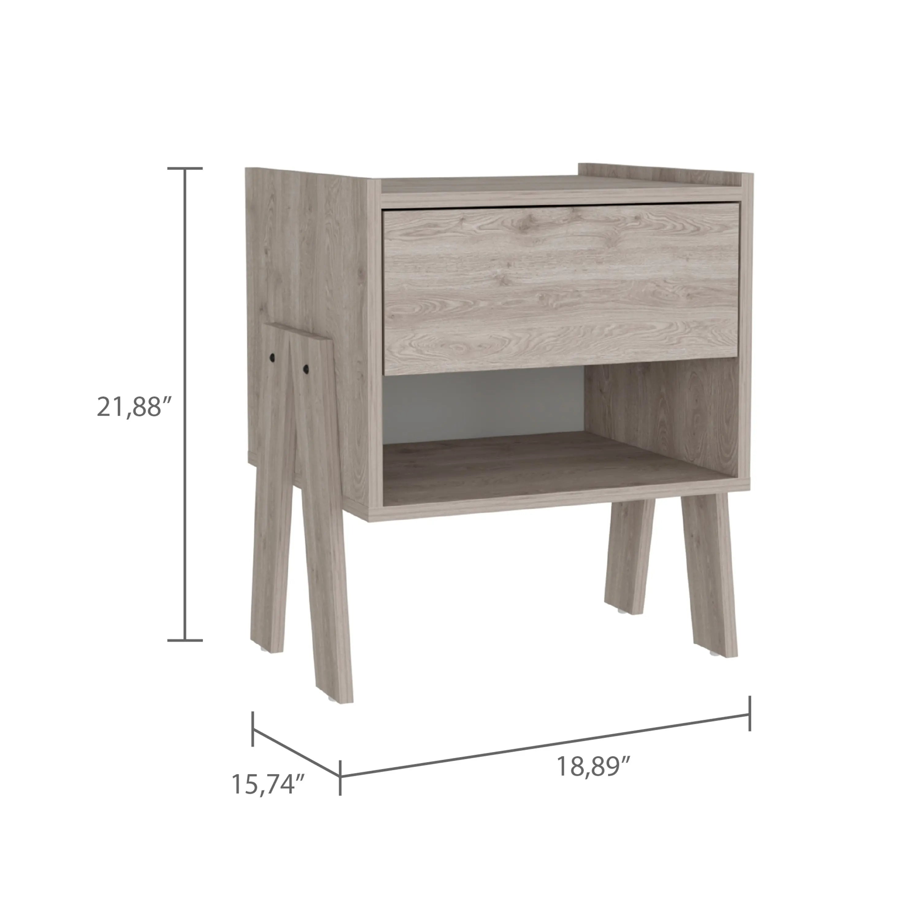 22" Light Gray Wood One Drawer Nightstand Homeroots Bed & Bath