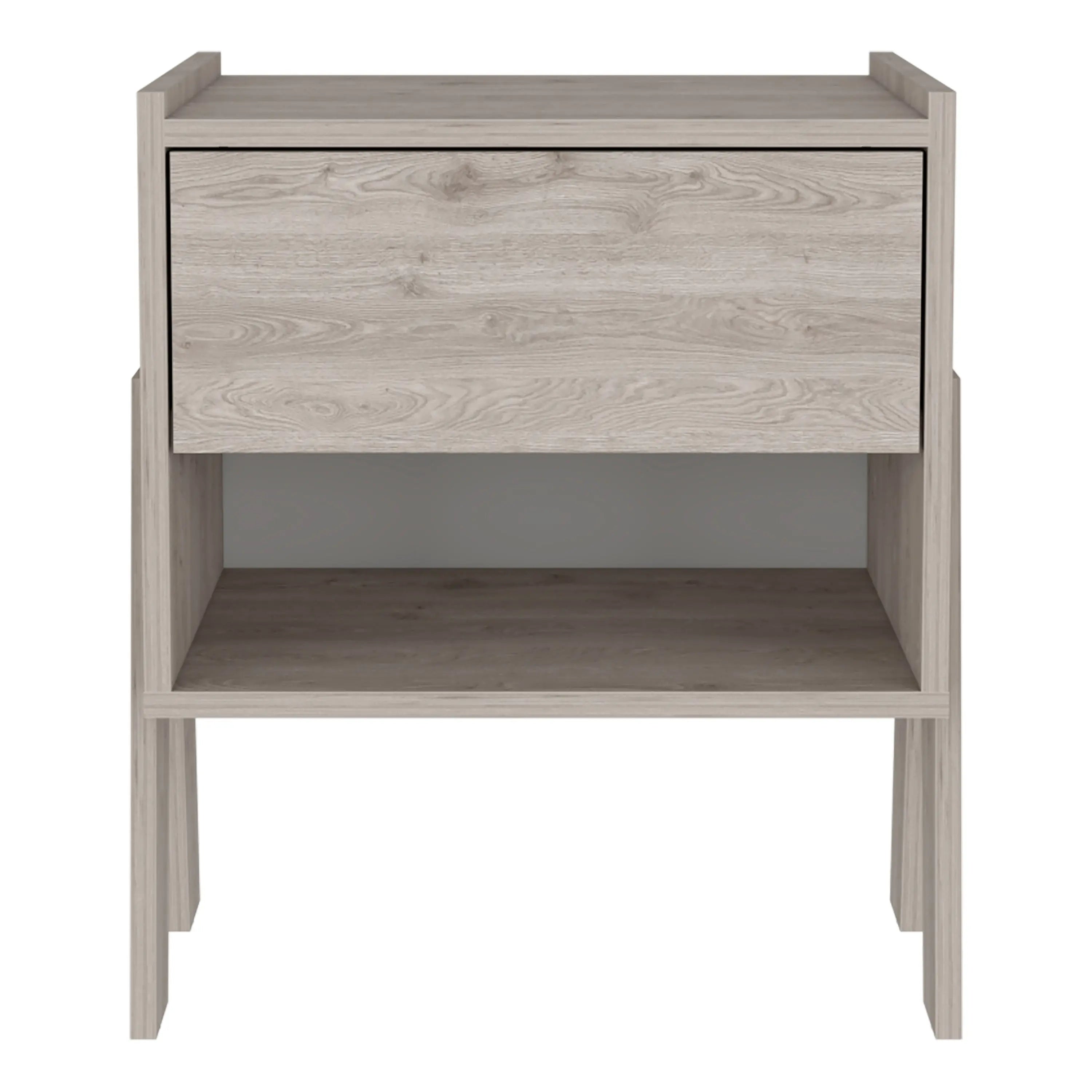 22" Light Gray Wood One Drawer Nightstand Homeroots Bed & Bath