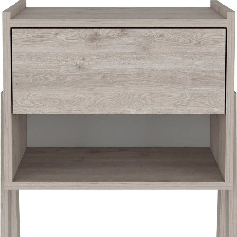 22" Light Gray Wood One Drawer Nightstand Homeroots Bed & Bath