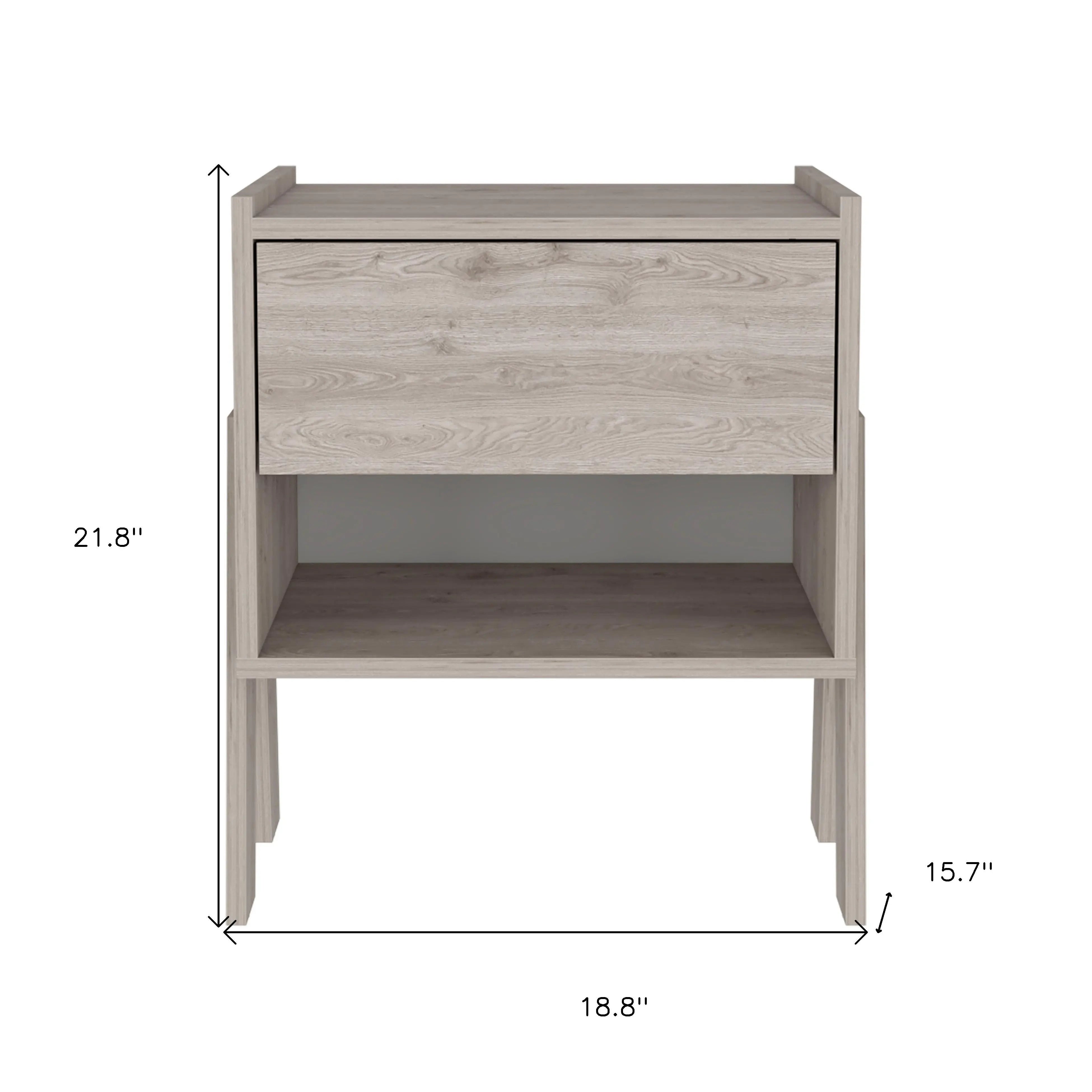 22" Light Gray Wood One Drawer Nightstand Homeroots Bed & Bath