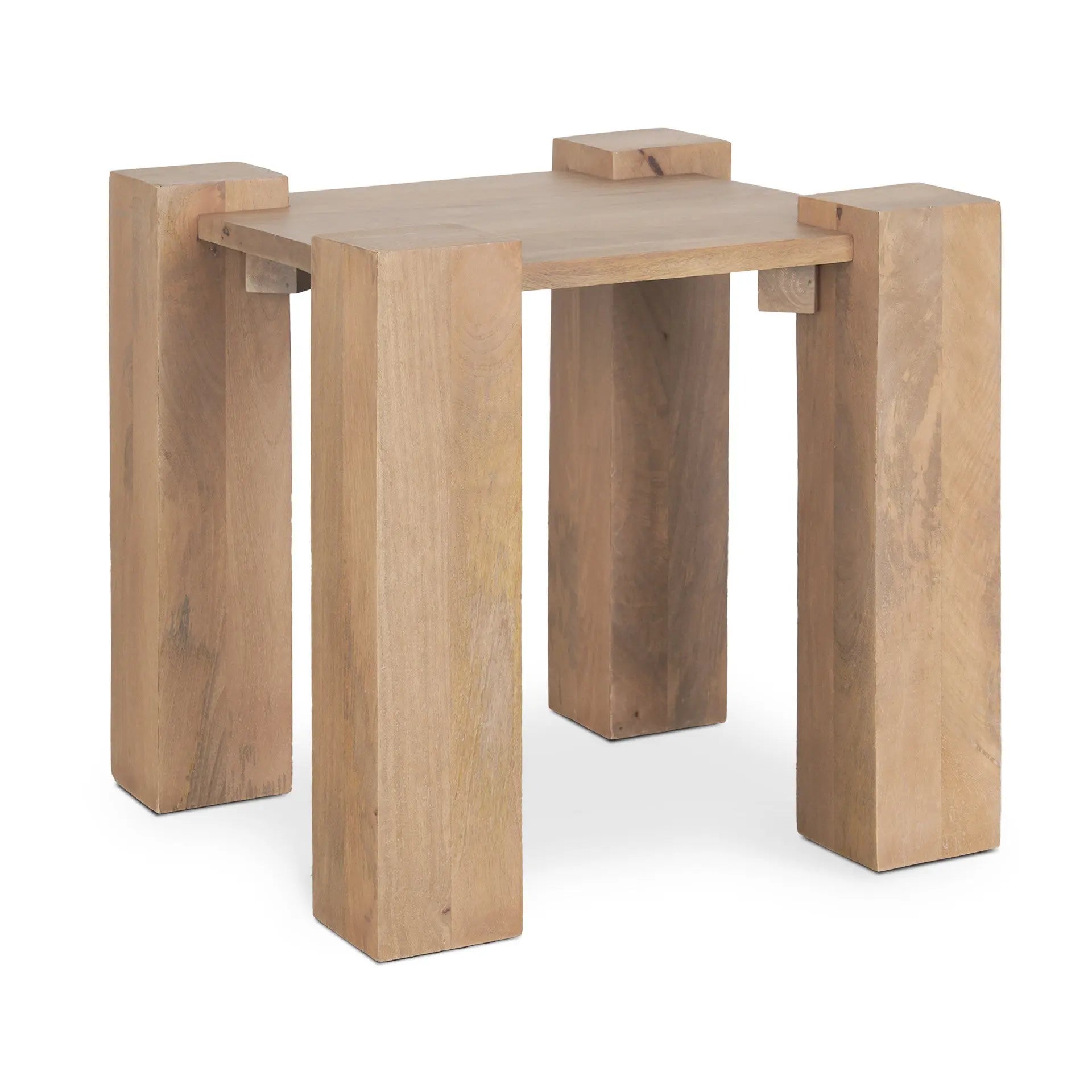 22" Natural Distressed Solid Wood Square End Table Homeroots Living Room