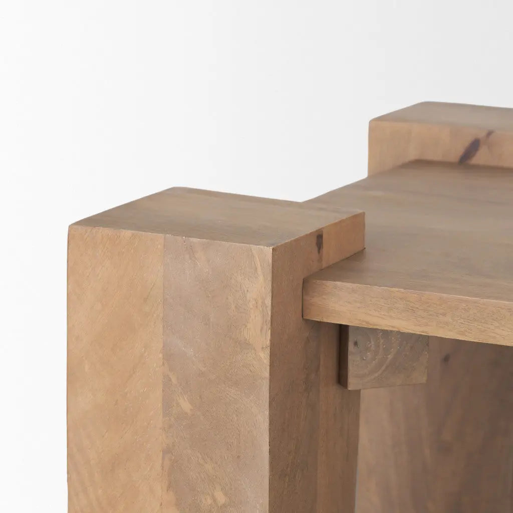 22" Natural Distressed Solid Wood Square End Table Homeroots Living Room