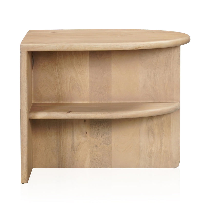 22" Natural Solid Wood Block End Table With Shelf Homeroots Living Room