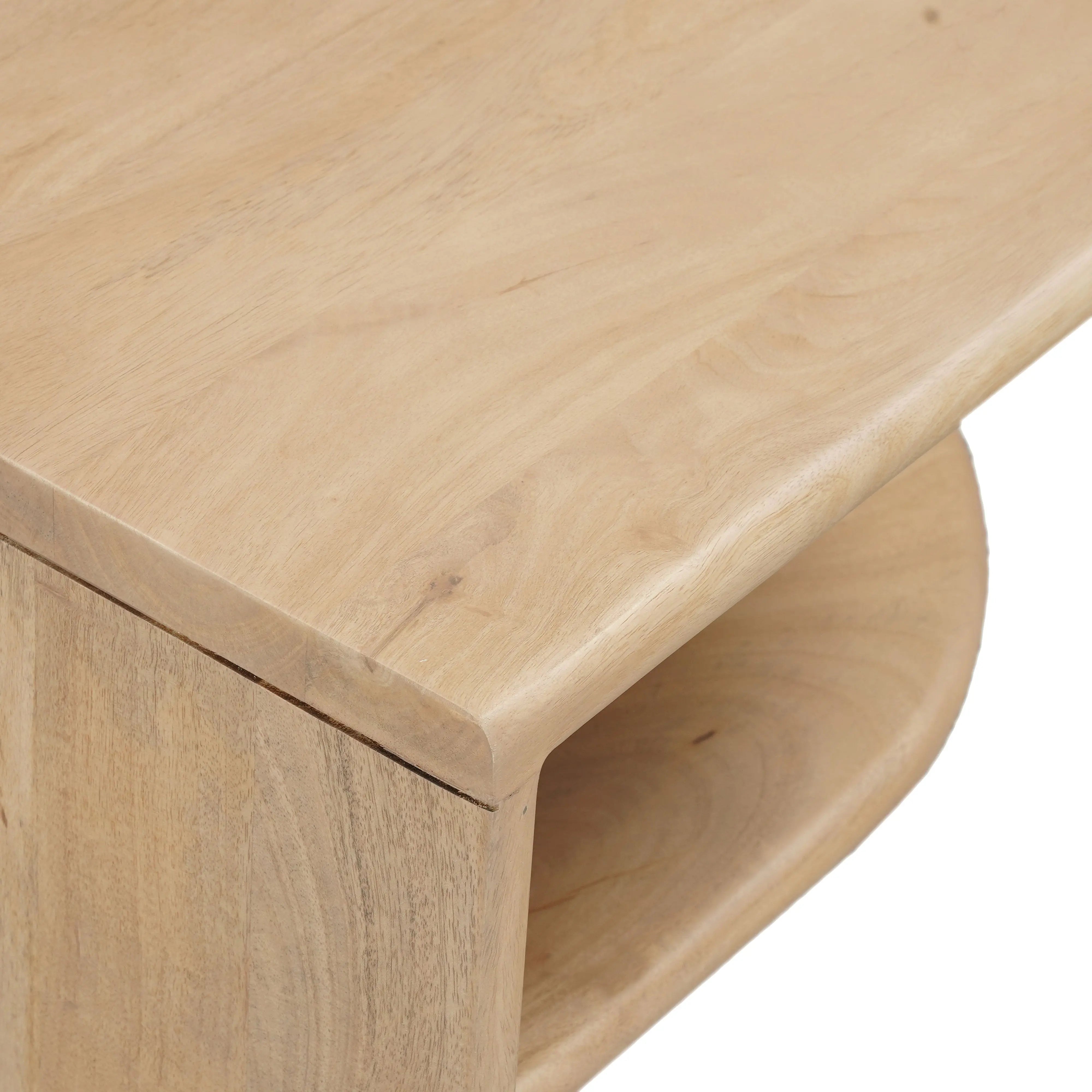 22" Natural Solid Wood Block End Table With Shelf Homeroots Living Room