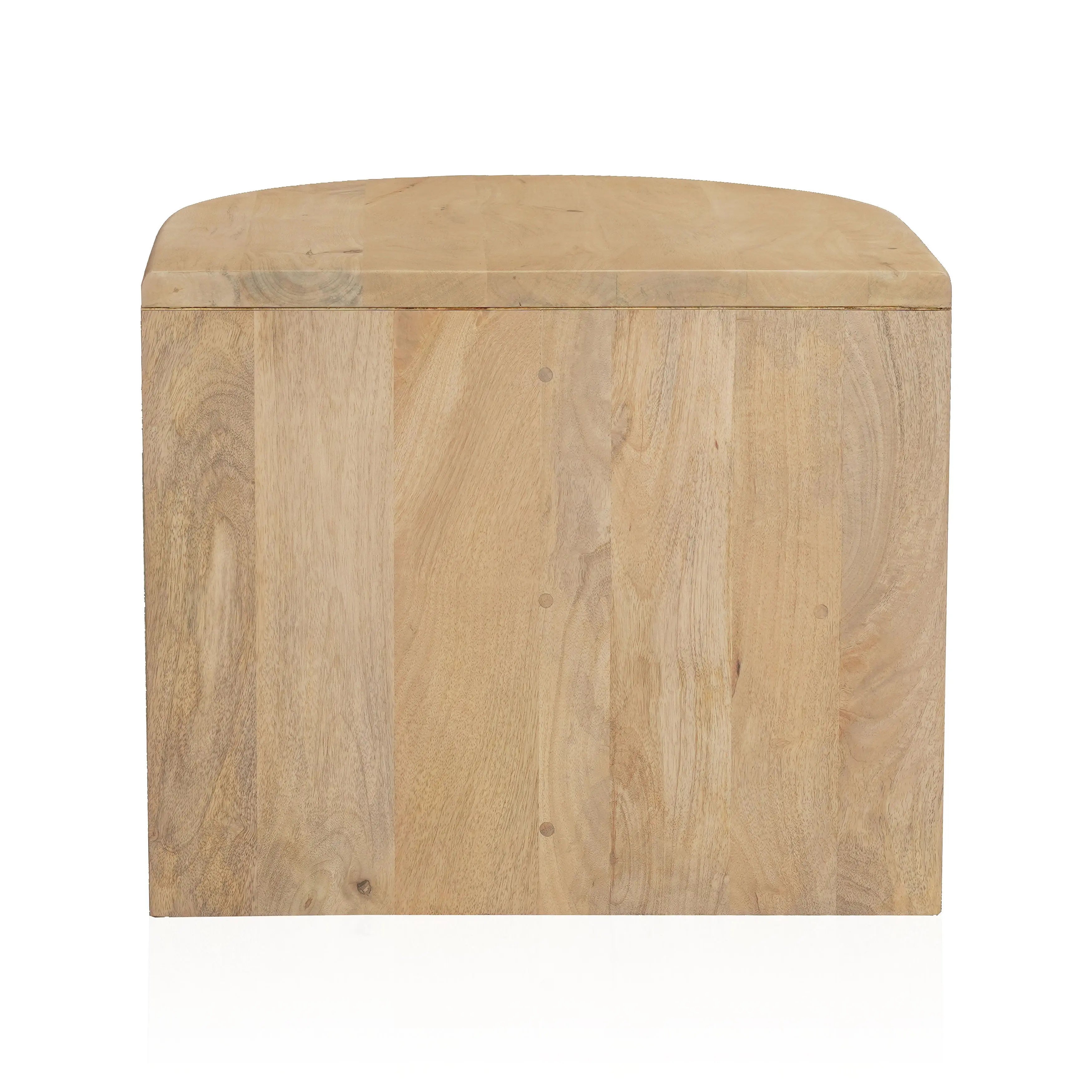 22" Natural Solid Wood Block End Table With Shelf Homeroots Living Room