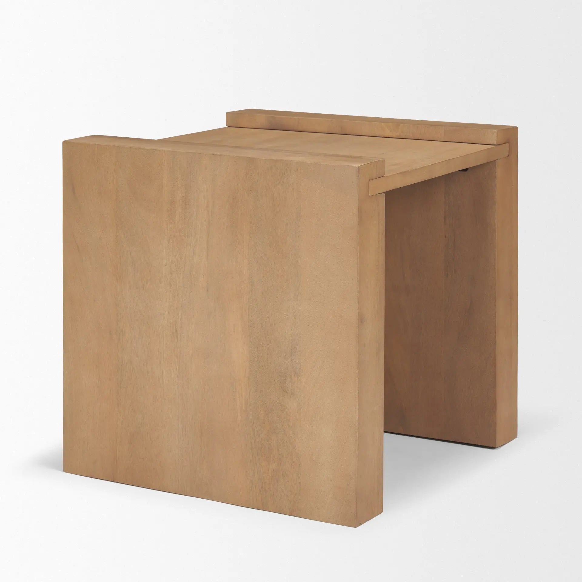 22" Natural Solid Wood Square Sled End Table Homeroots Living Room
