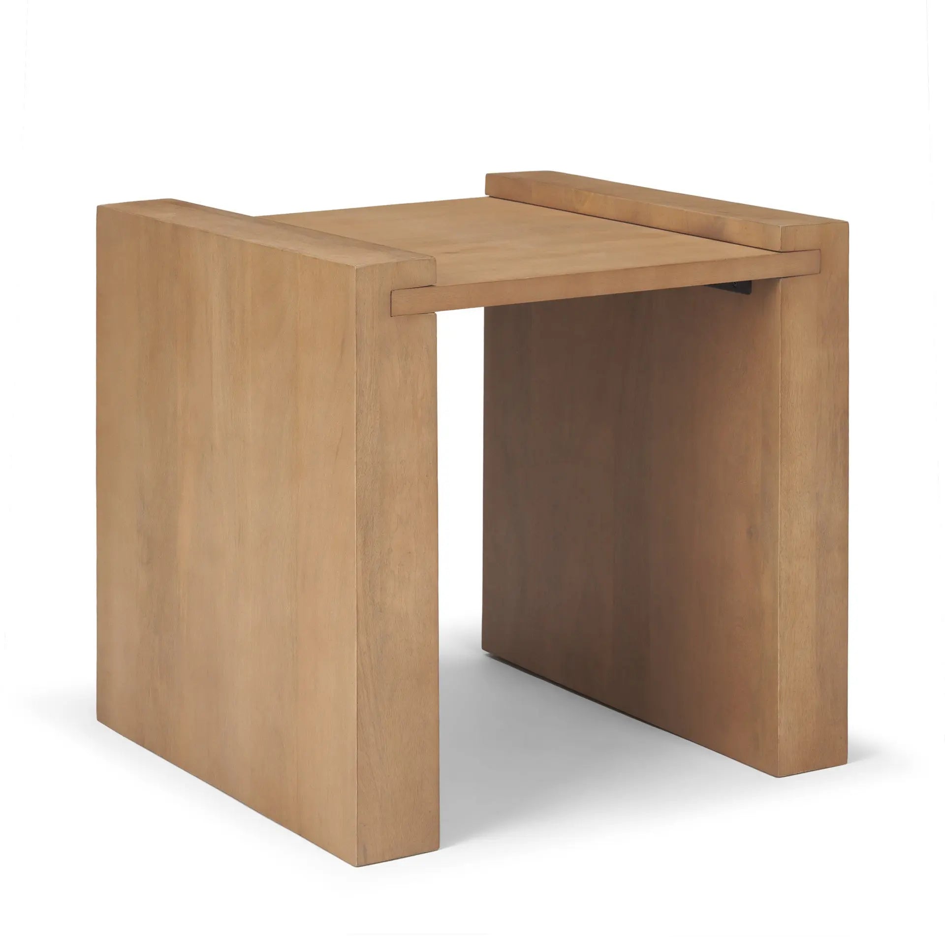 22" Natural Solid Wood Square Sled End Table Homeroots Living Room