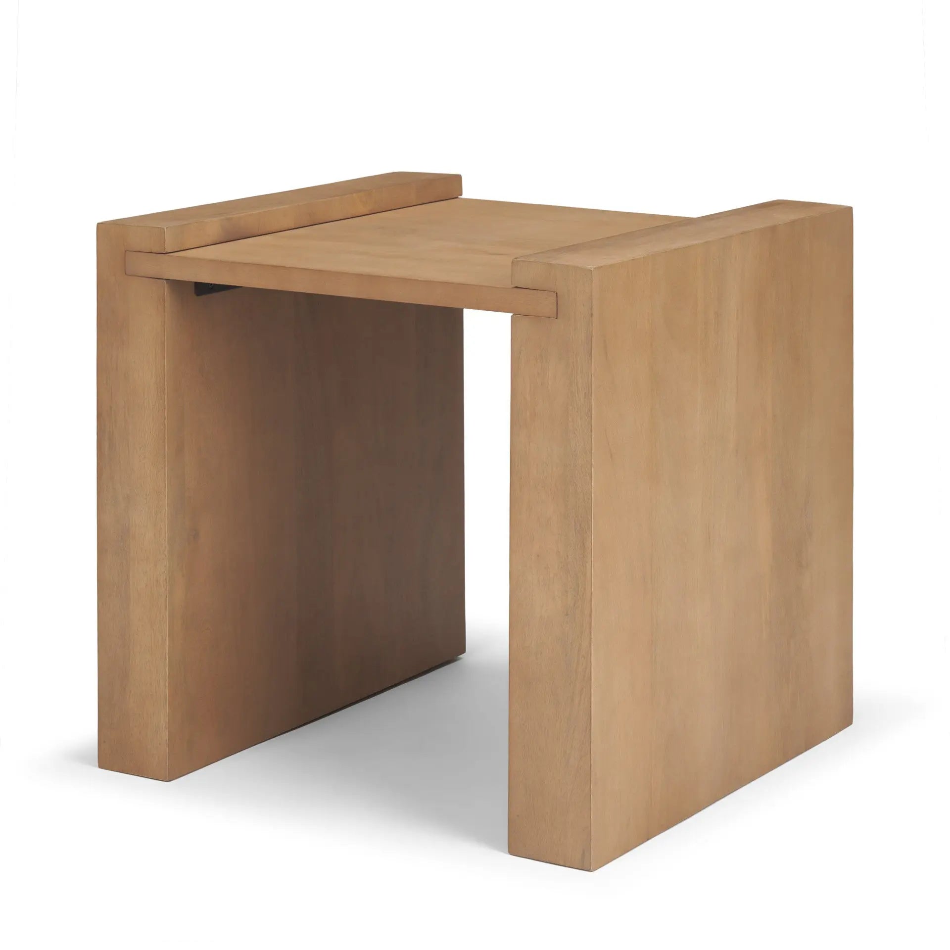 22" Natural Solid Wood Square Sled End Table Homeroots Living Room