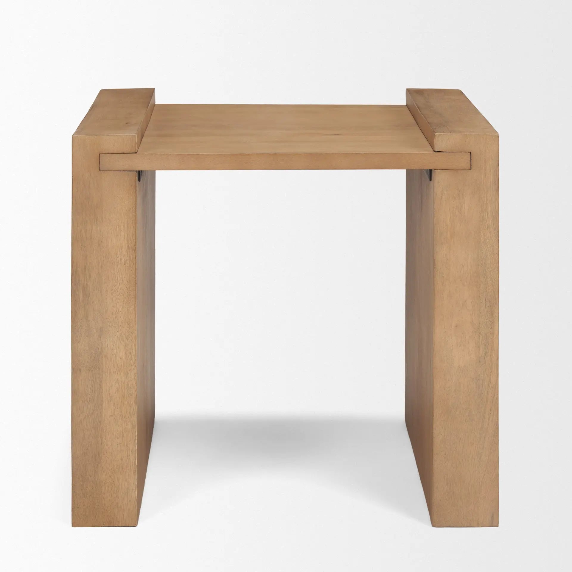 22" Natural Solid Wood Square Sled End Table Homeroots Living Room