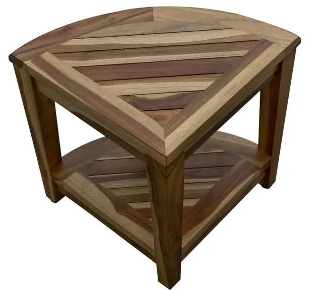 22" Natural Teak Corner Shower Bench With Shelf Homeroots Bed & Bath