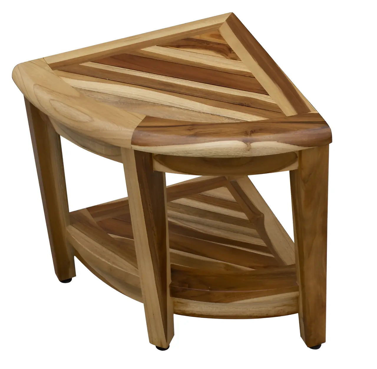 22" Natural Teak Corner Shower Bench With Shelf Homeroots Bed & Bath