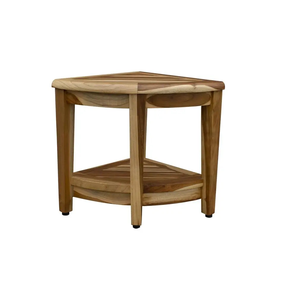 22" Natural Teak Corner Shower Bench With Shelf Homeroots Bed & Bath