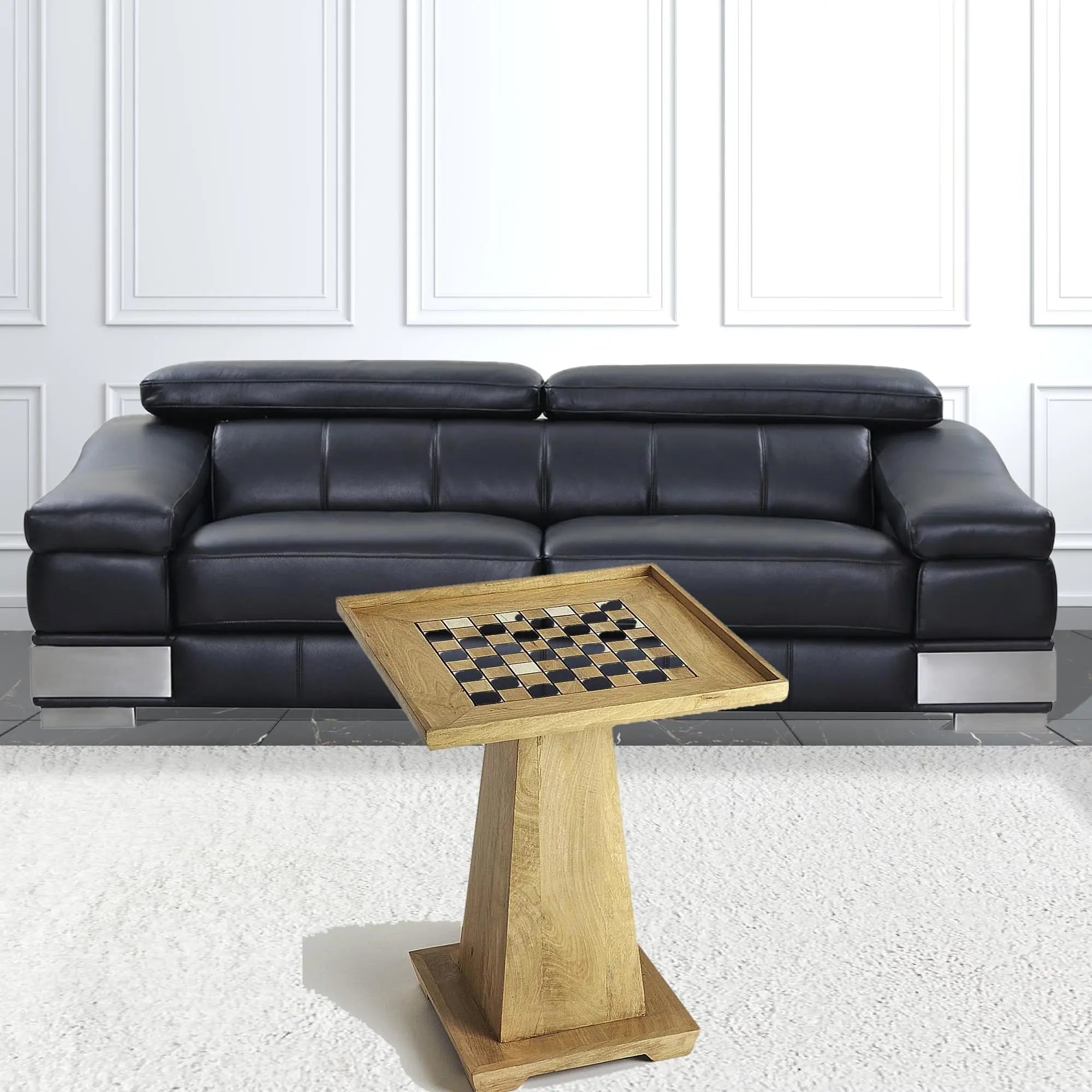 22" Natural Wood Square Pedestal Coffee Table Homeroots Living Room
