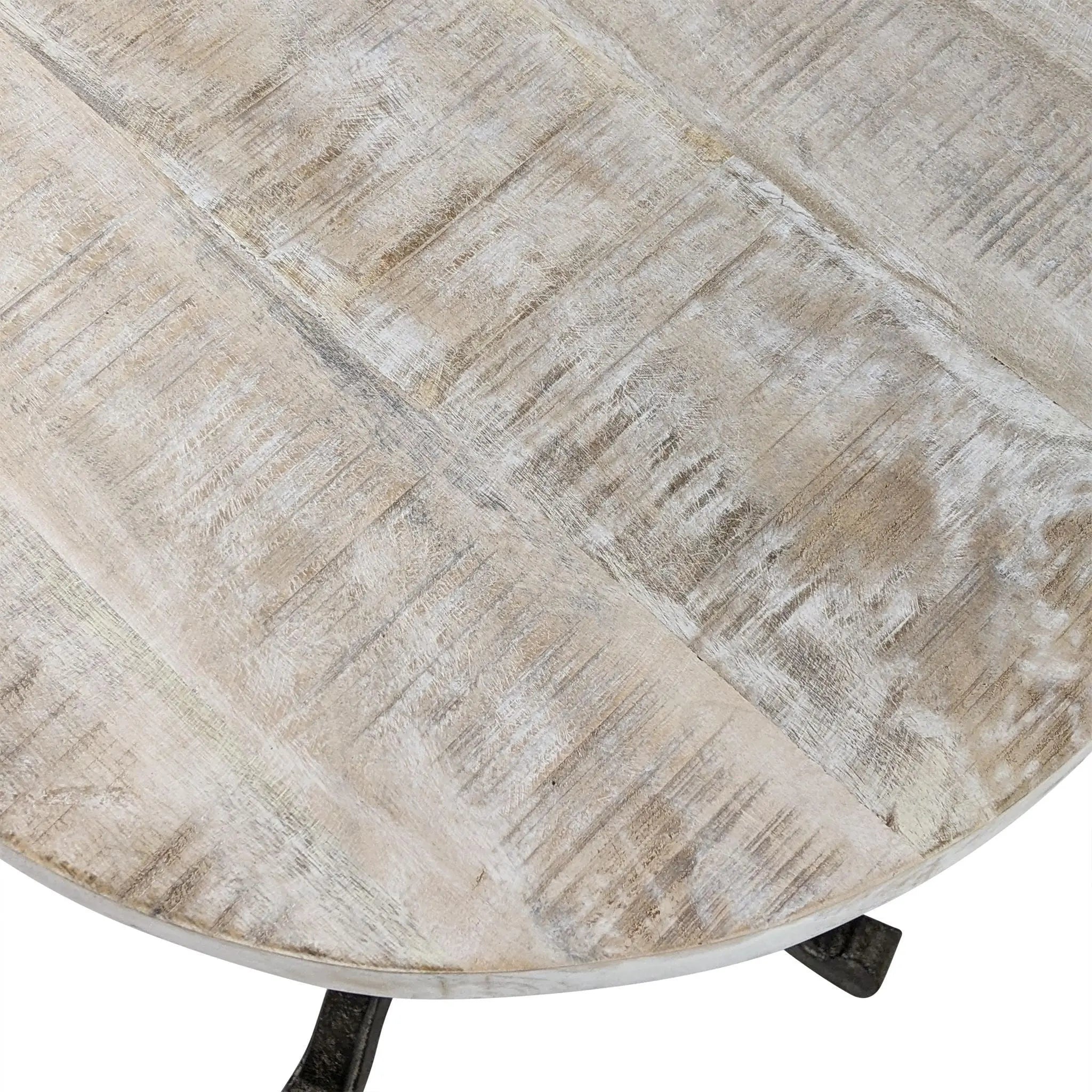 22" Natural and Black Solid Wood and Metal Height Adjustable Round Pedestal End Table Homeroots Living Room