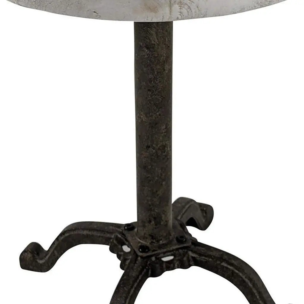 22" Natural and Black Solid Wood and Metal Height Adjustable Round Pedestal End Table Homeroots Living Room