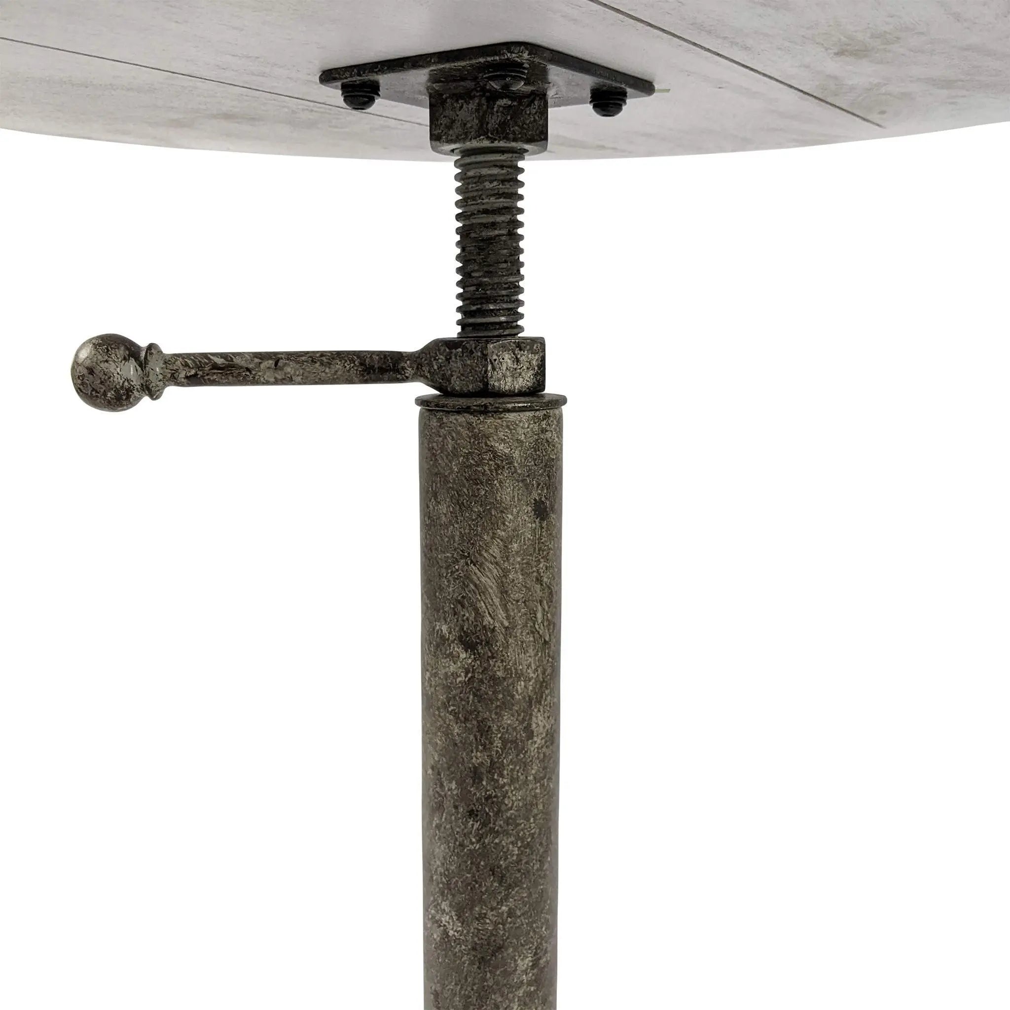 22" Natural and Black Solid Wood and Metal Height Adjustable Round Pedestal End Table Homeroots Living Room
