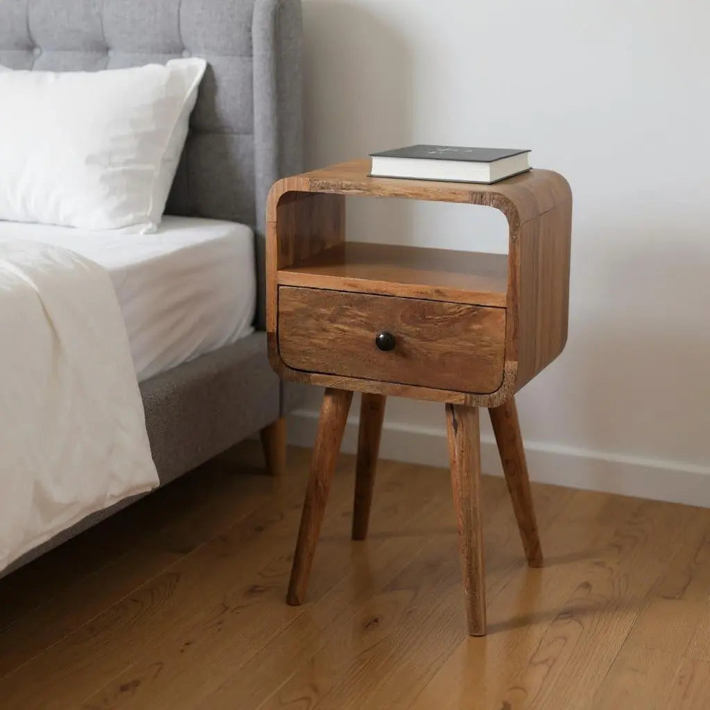 22" Oak Solid Wood Square One Drawer Nightstand Homeroots Bed & Bath