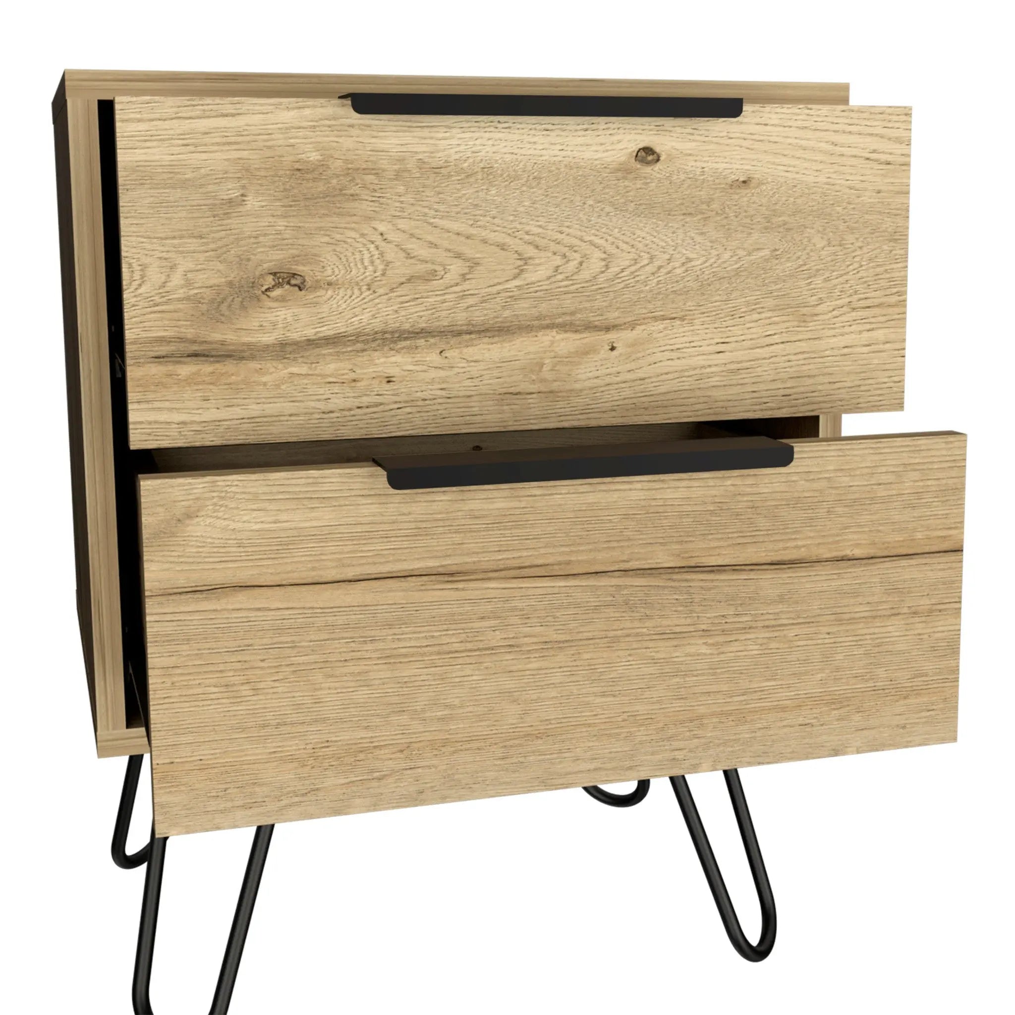22" Oak Wood Two Drawer Nightstand Homeroots Bed & Bath
