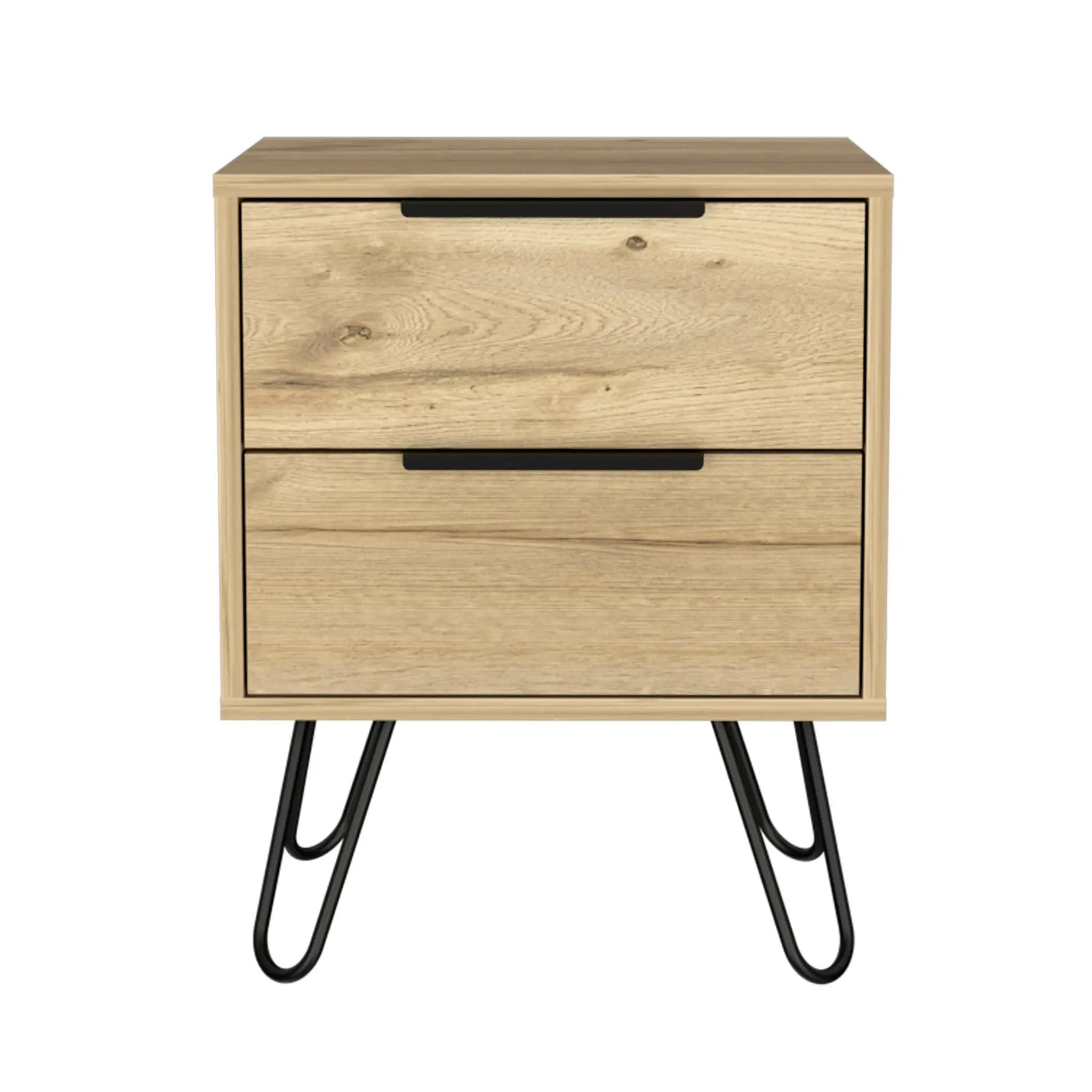 22" Oak Wood Two Drawer Nightstand Homeroots Bed & Bath