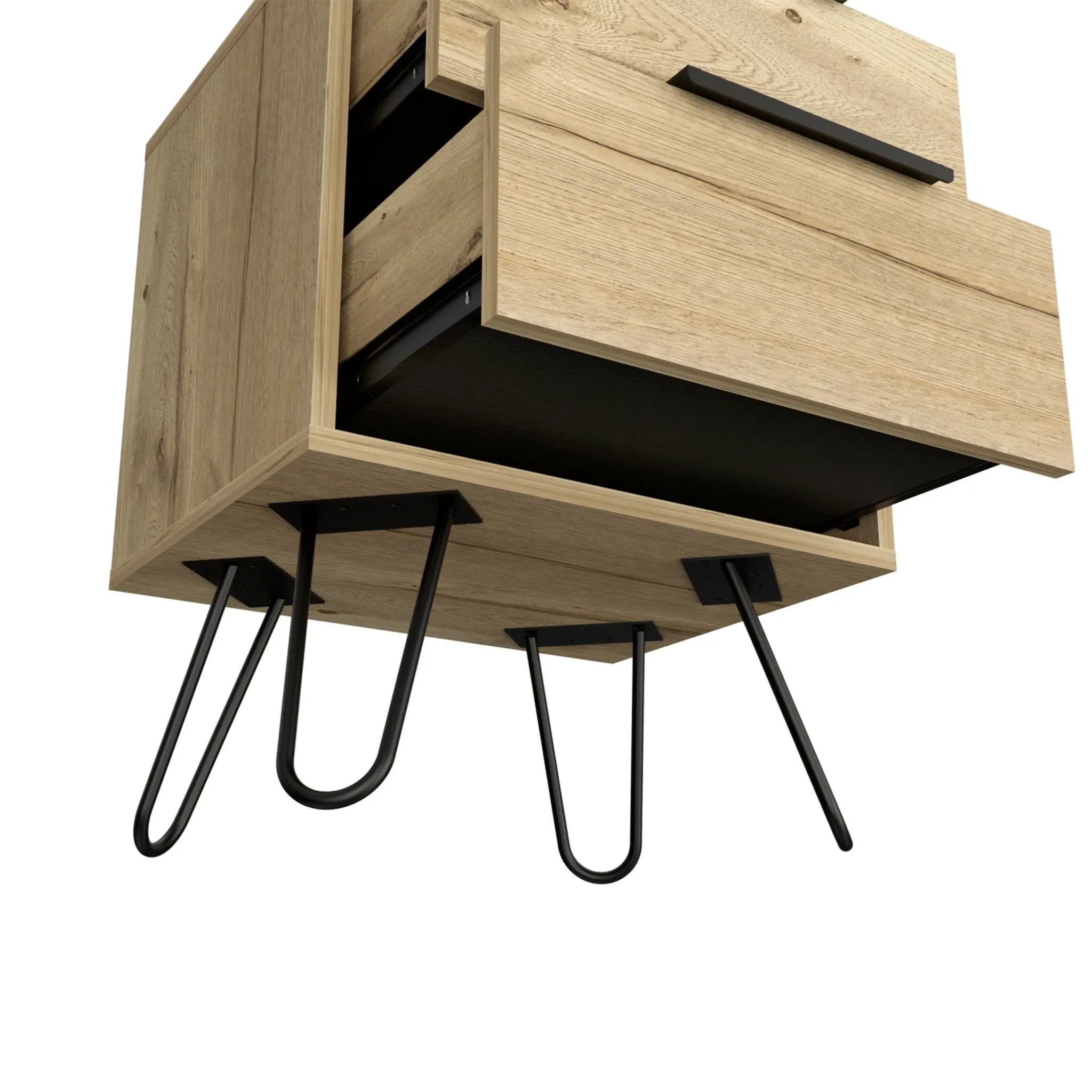 22" Oak Wood Two Drawer Nightstand Homeroots Bed & Bath