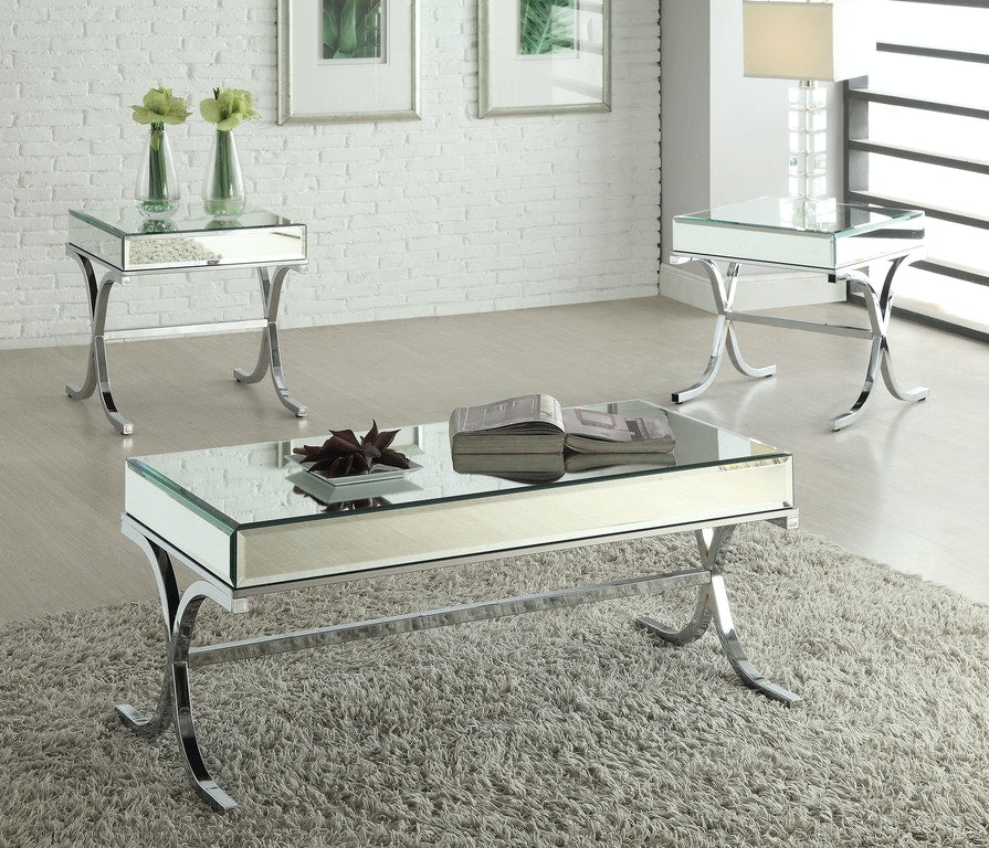 22" Silver And Clear Glass Square Mirrored End Table - GreatEagleInc