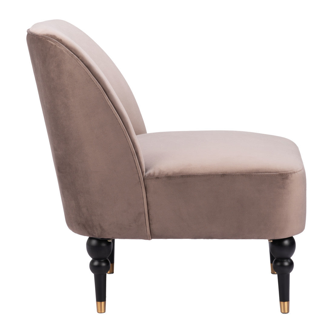 22" Taupe And Black And Gold Velvet And Upholstered Side Chair Homeroots Living Room