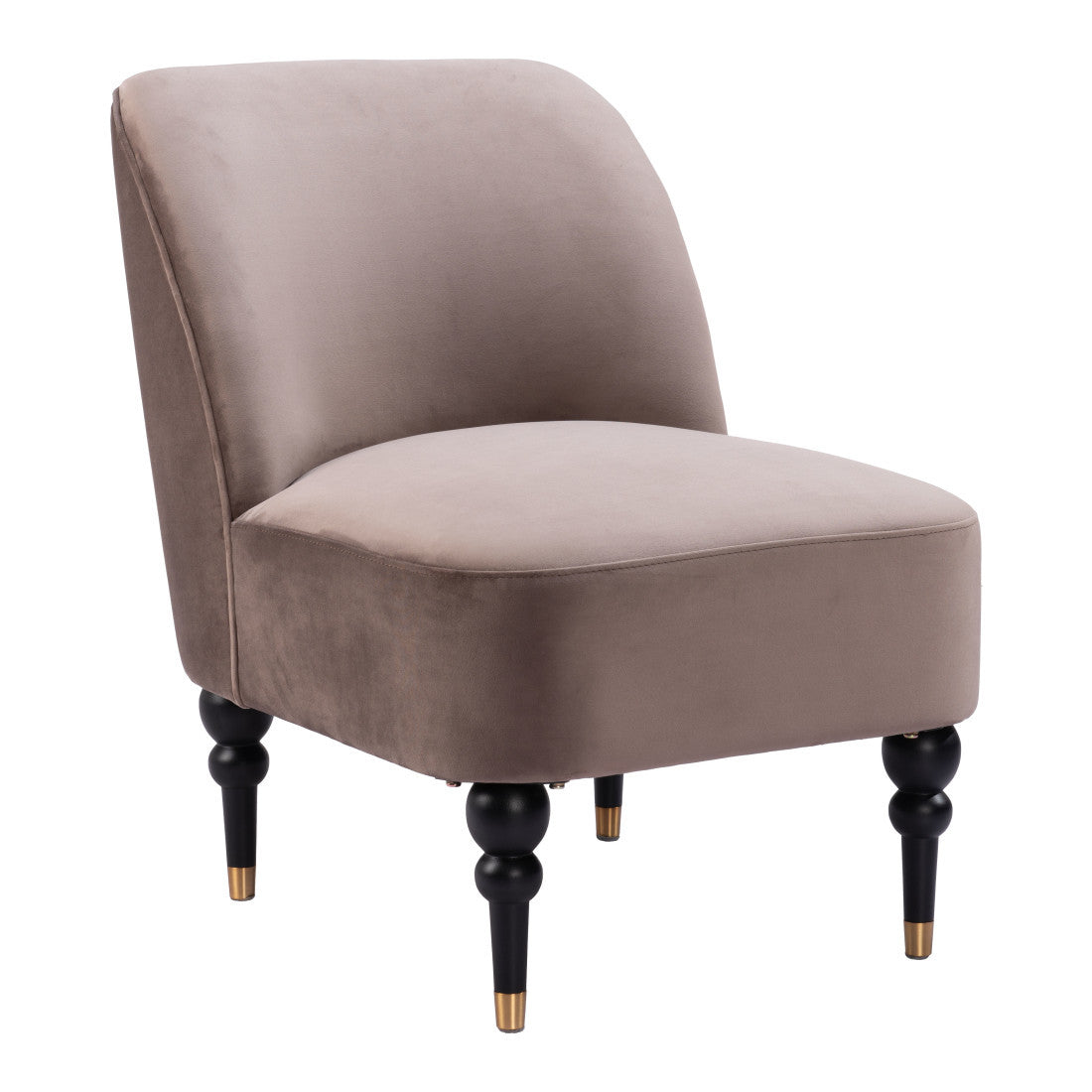 22" Taupe And Black And Gold Velvet And Upholstered Side Chair Homeroots Living Room