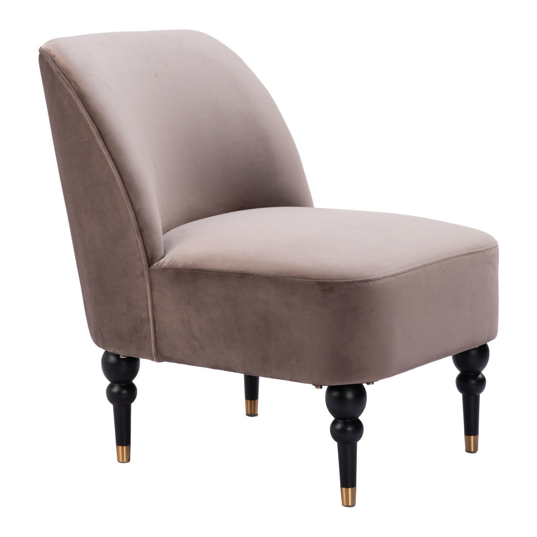 22" Taupe And Black And Gold Velvet And Upholstered Side Chair Homeroots Living Room