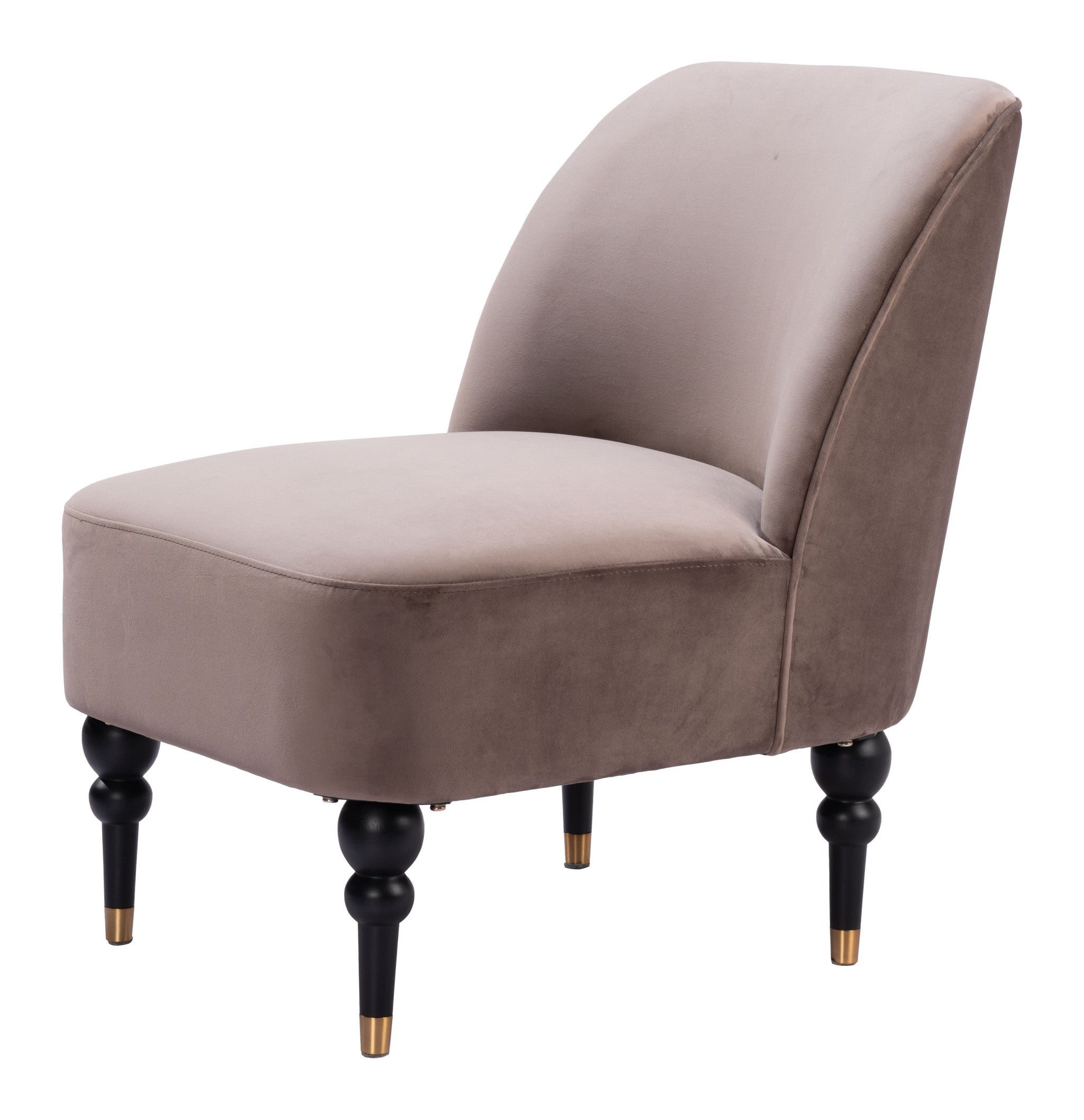22" Taupe And Black And Gold Velvet And Upholstered Side Chair Homeroots Living Room