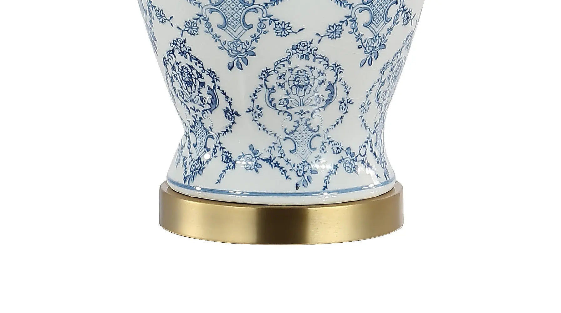 22" White Blue And Gold Urn Table Lamp With Empire Shade Homeroots Lighting