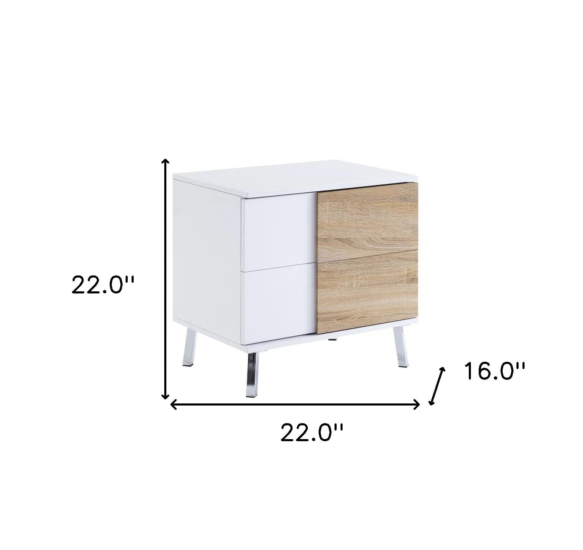 22" White High Gloss Manufactured Wood Rectangular End Table With Two Drawers Homeroots Living Room