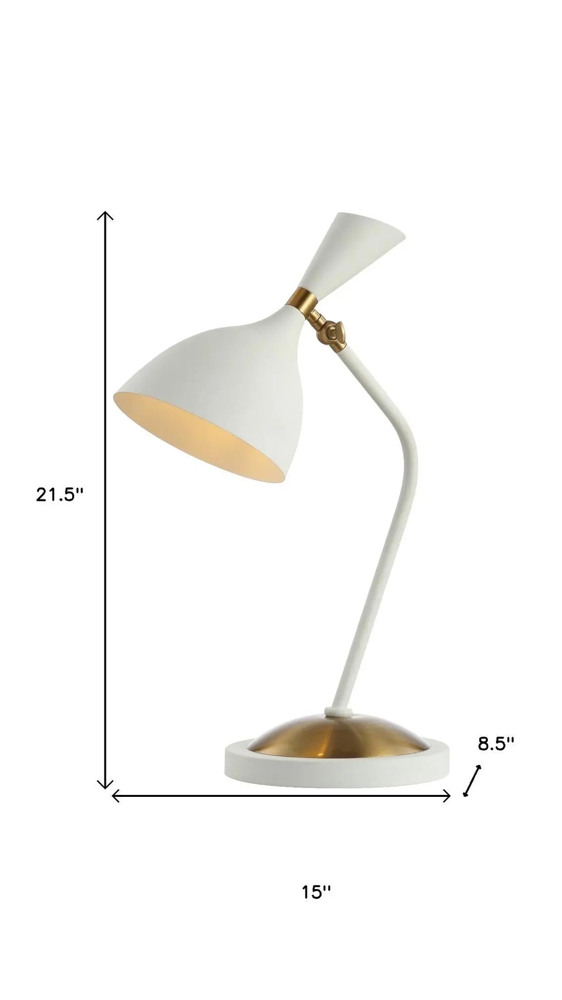 22" White Table Lamp LED With Bell Shade Homeroots Lighting