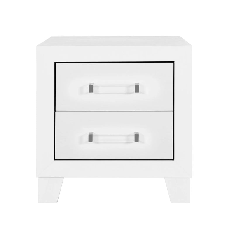22" White Two Drawer Wood Nightstand Homeroots Bed & Bath
