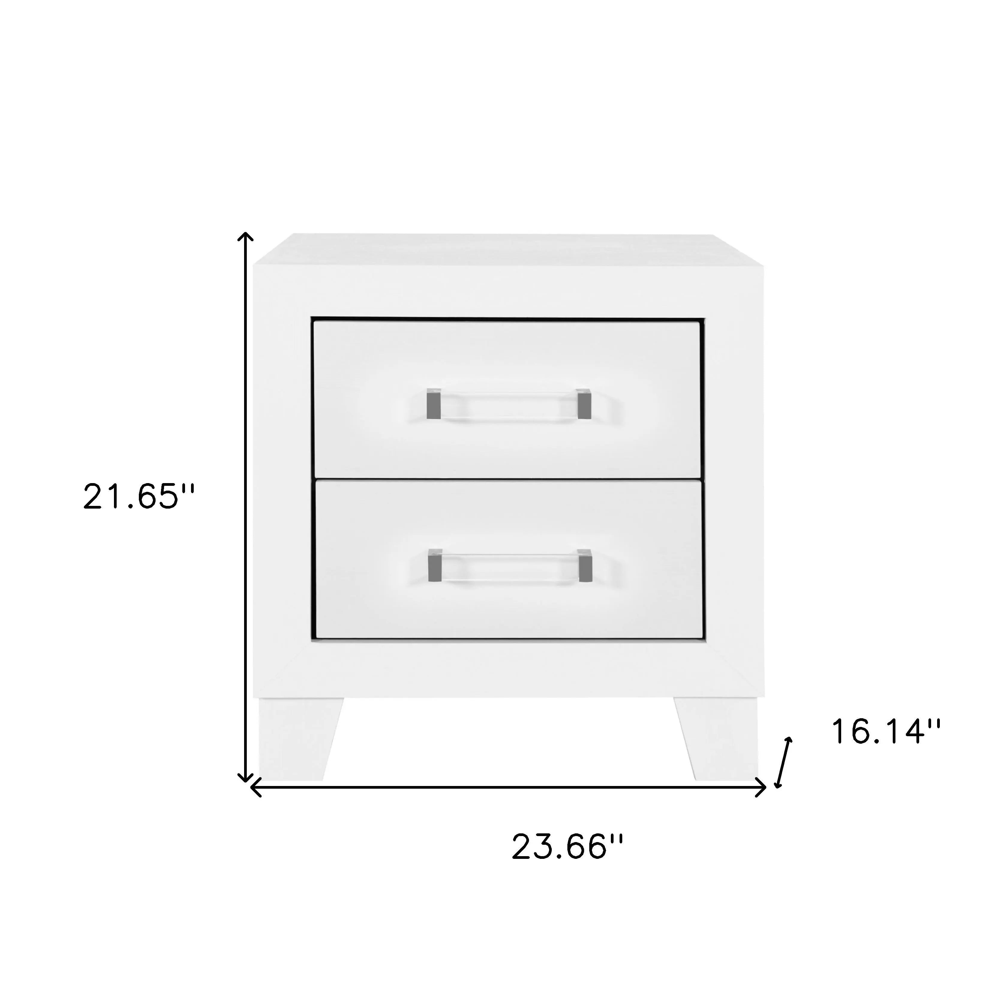 22" White Two Drawer Wood Nightstand Homeroots Bed & Bath