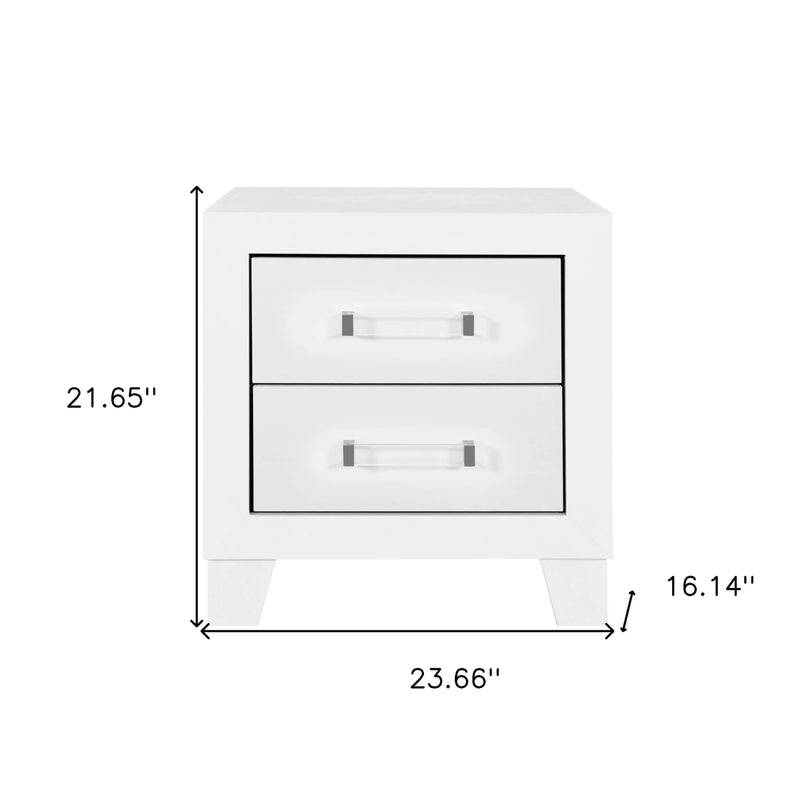 22" White Two Drawer Wood Nightstand Homeroots Bed & Bath