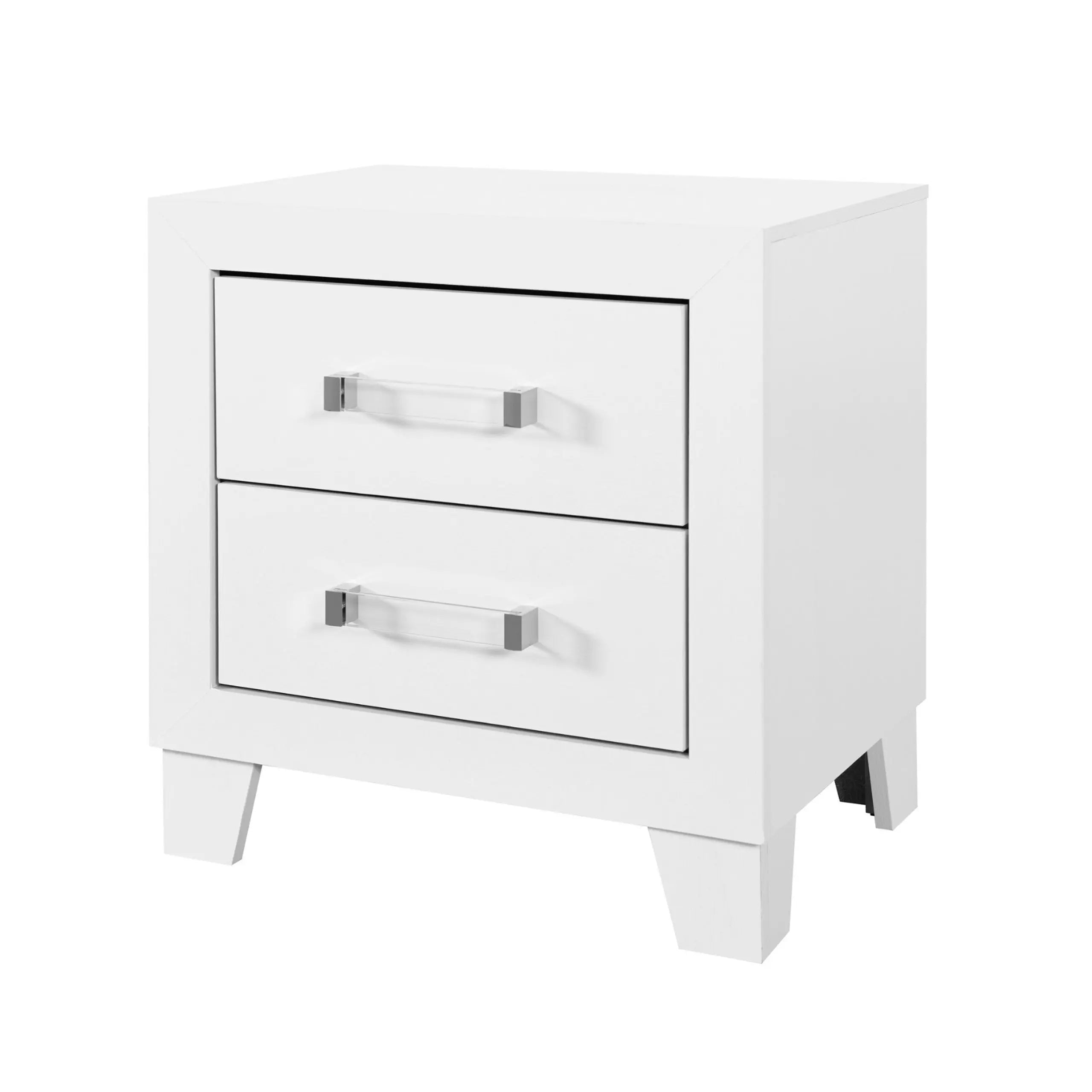 22" White Two Drawer Wood Nightstand Homeroots Bed & Bath