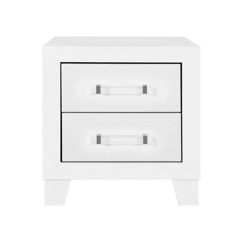 22" White Two Drawer Wood Nightstand Homeroots Bed & Bath