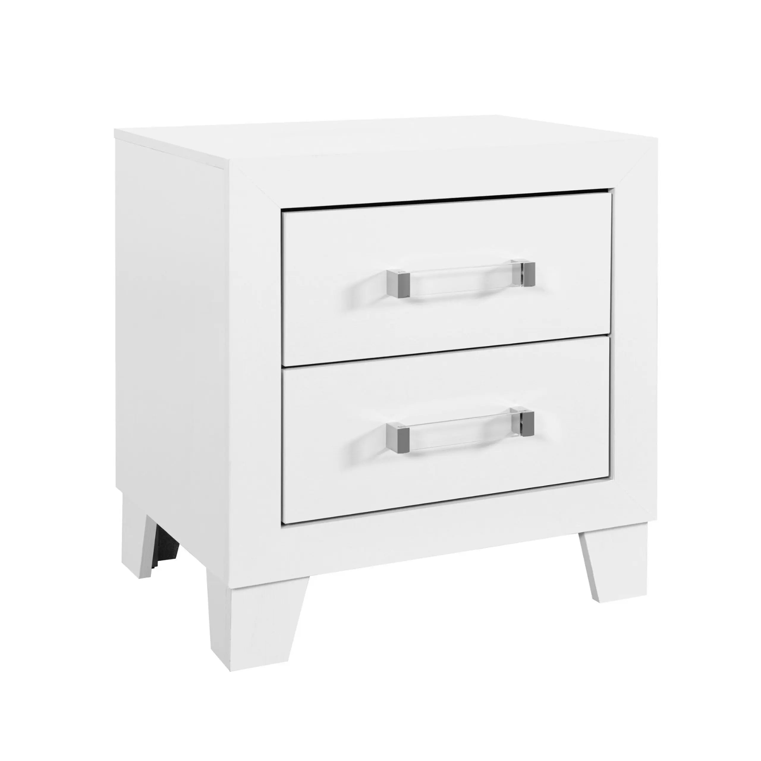 22" White Two Drawer Wood Nightstand Homeroots Bed & Bath