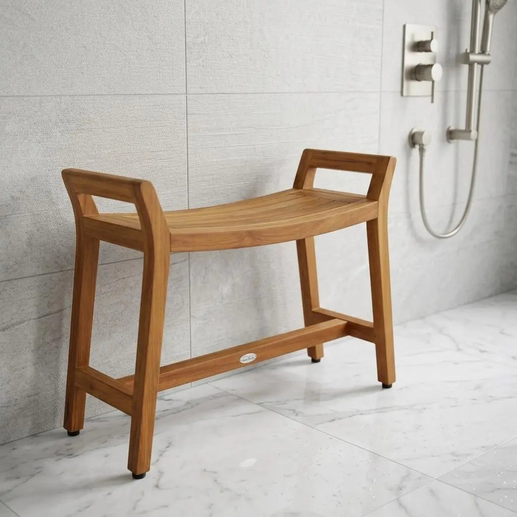 22" X 31" Brown Teak Rectangular Shower Bench Homeroots Bed & Bath