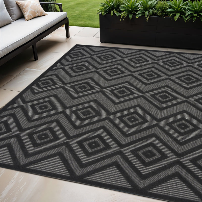 5' X 7' Charcoal Indoor Outdoor Area Rug - GreatEagleInc