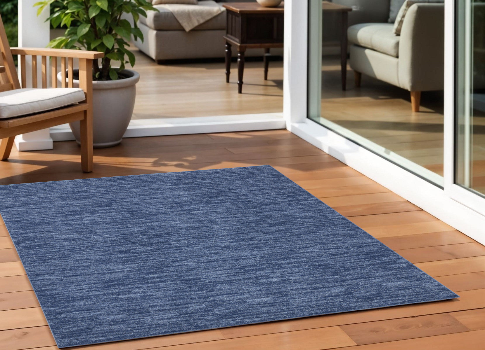 5' X 5' Blue Square Indoor Outdoor Area Rug - GreatEagleInc