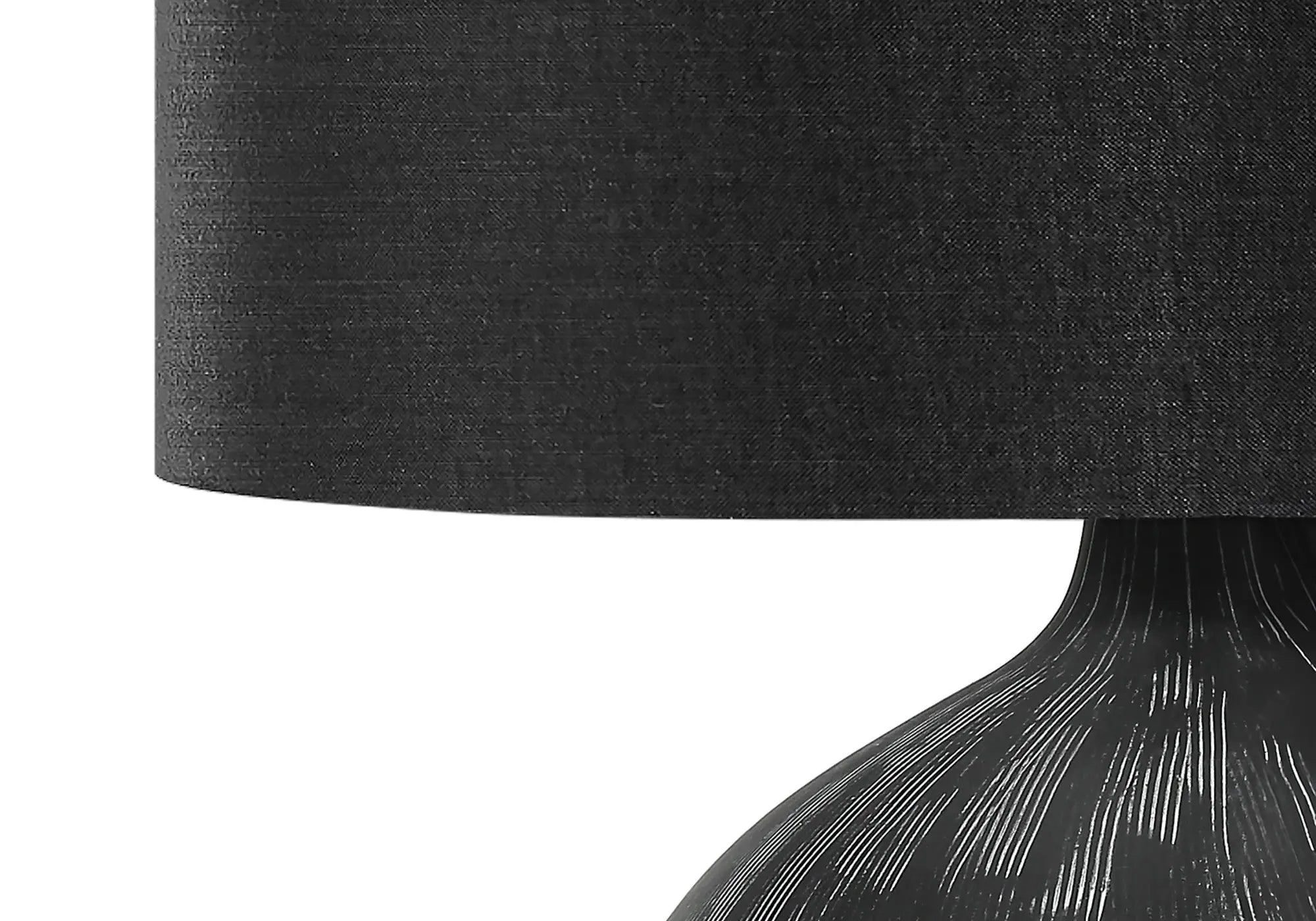23" Black Ceramic Round Table Lamp With Black Drum Shade Homeroots Lighting