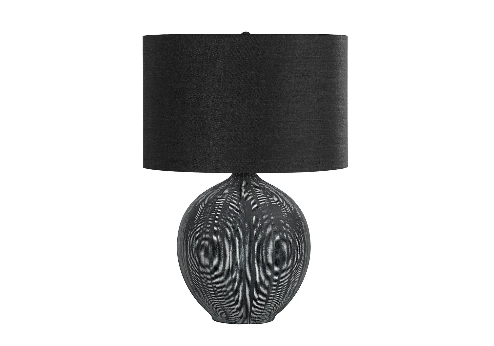 23" Black Ceramic Round Table Lamp With Black Drum Shade Homeroots Lighting